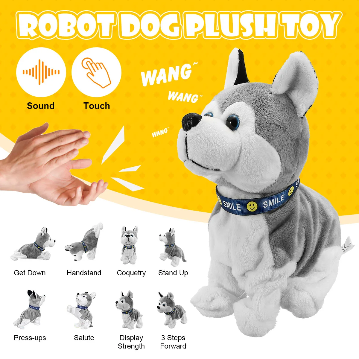 

Electronic Robot Dog Sound Control Kids Plush Toy Sound Control Interactive Bark Stand Walk Electronic Toys Dog For Baby Gifts