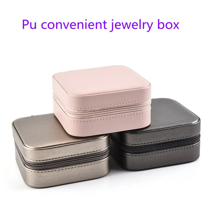 

Jewelry Casket Cosmetic Storage Box Makeup Packing Organizer Multi-function Earrings Ring Container Case Portable Leather travel