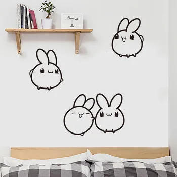 

Cartoon 4 Rabbits Wall Stickers Removable PVC Wallpaper For Kids Bedroom Mural Home Decor Glass Door Waterproof Decoration