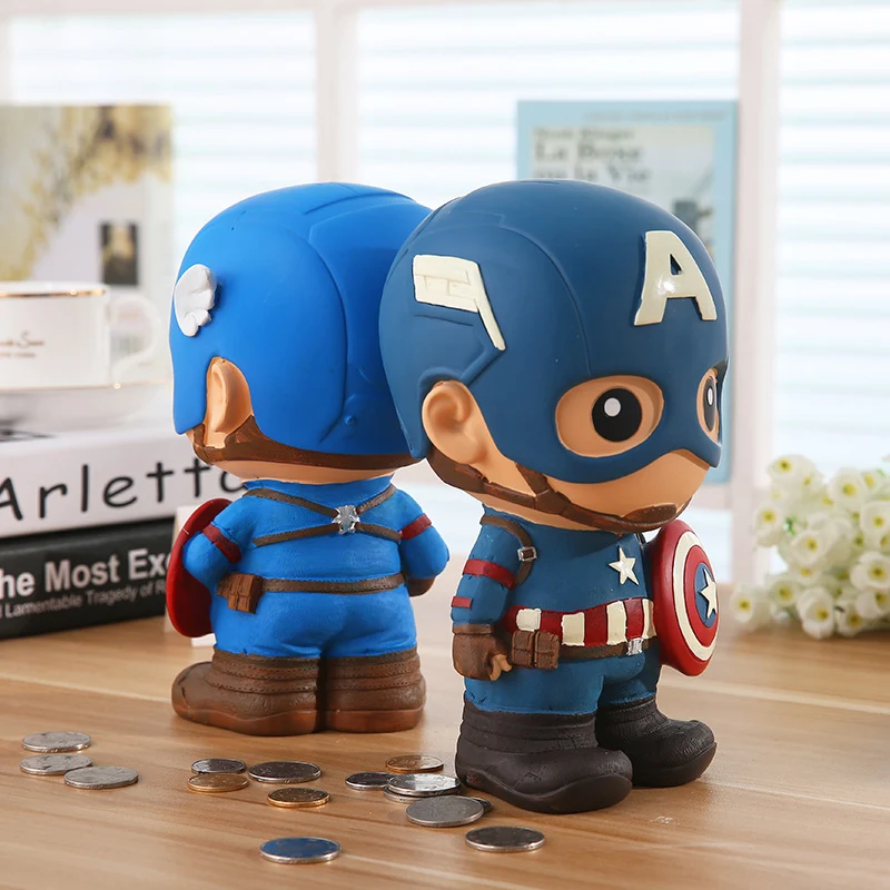 Мультфильм Marvel супергерой Капитан Америка Косплей Реквизит каваи монета копилка для детей смолы экономии горшок украшения подарки