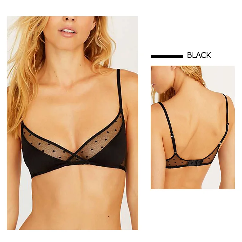 French-style Sexy Polka Dot Sheer Bralette For Women, Fashionable,  Comfortable & Soft Lace Triangle Bra