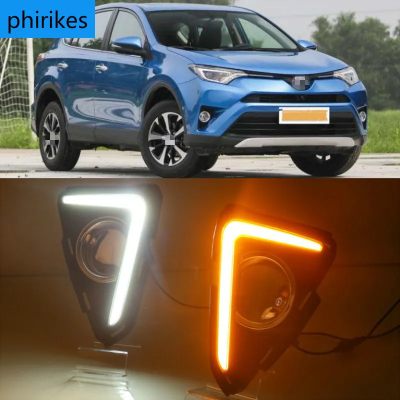 2 шт. для Toyota RAV4 2016 2017 2018 автомобильные светодиодный ные дневные ходовые огни DRL с