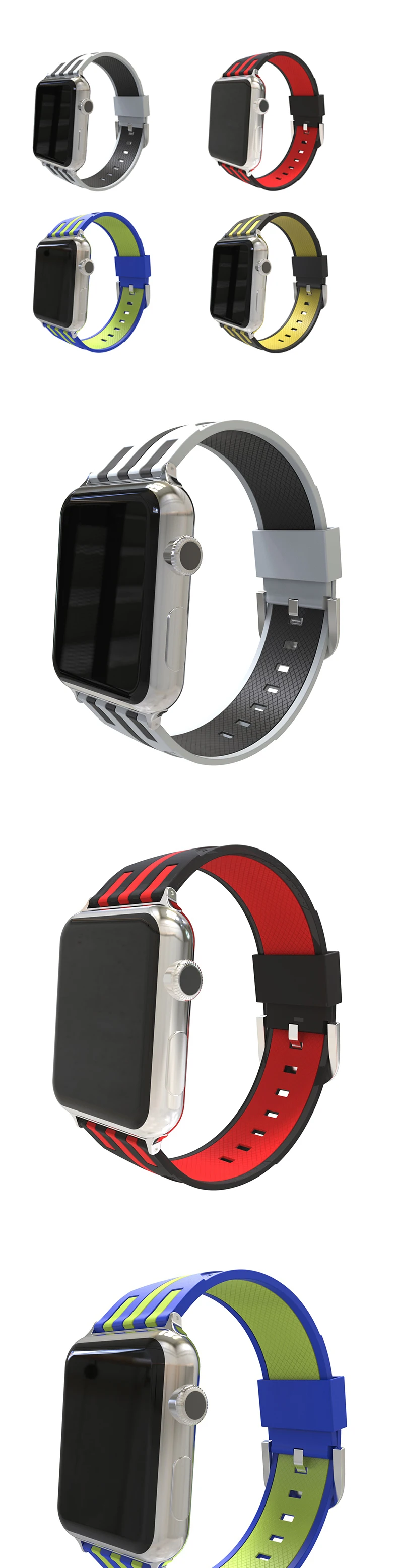 Ремешок для Apple Watch 5, 4, 3, полосатый силиконовый ремешок для Apple Watch, мужской ремешок для Apple Iwatch, женский спортивный ремешок для Apple Iwatch