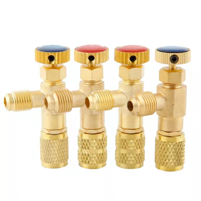 High Quality Liquid Safety Valve R410A R22 Air Conditioning Refrigerant 1/4  Safety Adapter Hand Tool Parts Cn(origin) HOWHI r22 r410a refrigerant charging valve 1 4