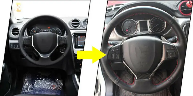 Наклейка из углеродного волокна на руль, декоративные блестки для Suzuki Vitara