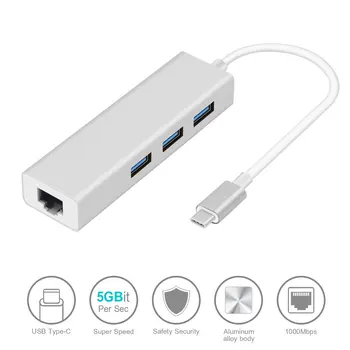 

Type-C To Rj45 Gigabit Network Card With 3.0Hub For Apple Laptop Usb Splitter External Splitter
