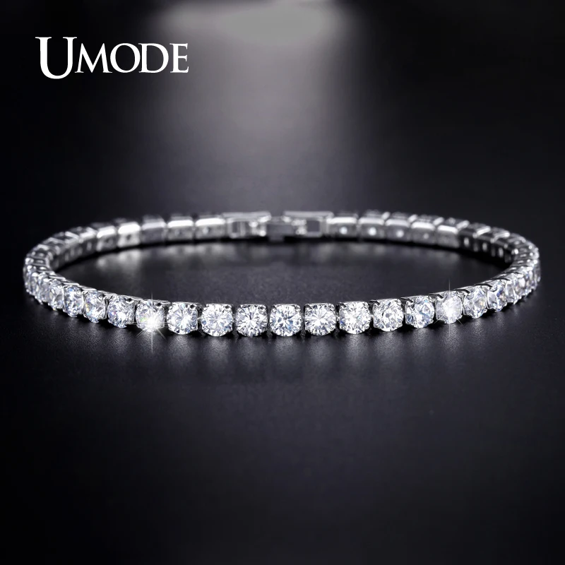 UMODE Clear Crystal Tennis Bracelet for Women Men Bracelet Cubic Zirconia Jewelry Party Wedding Hip Pop Accessories 2019 UB0097D