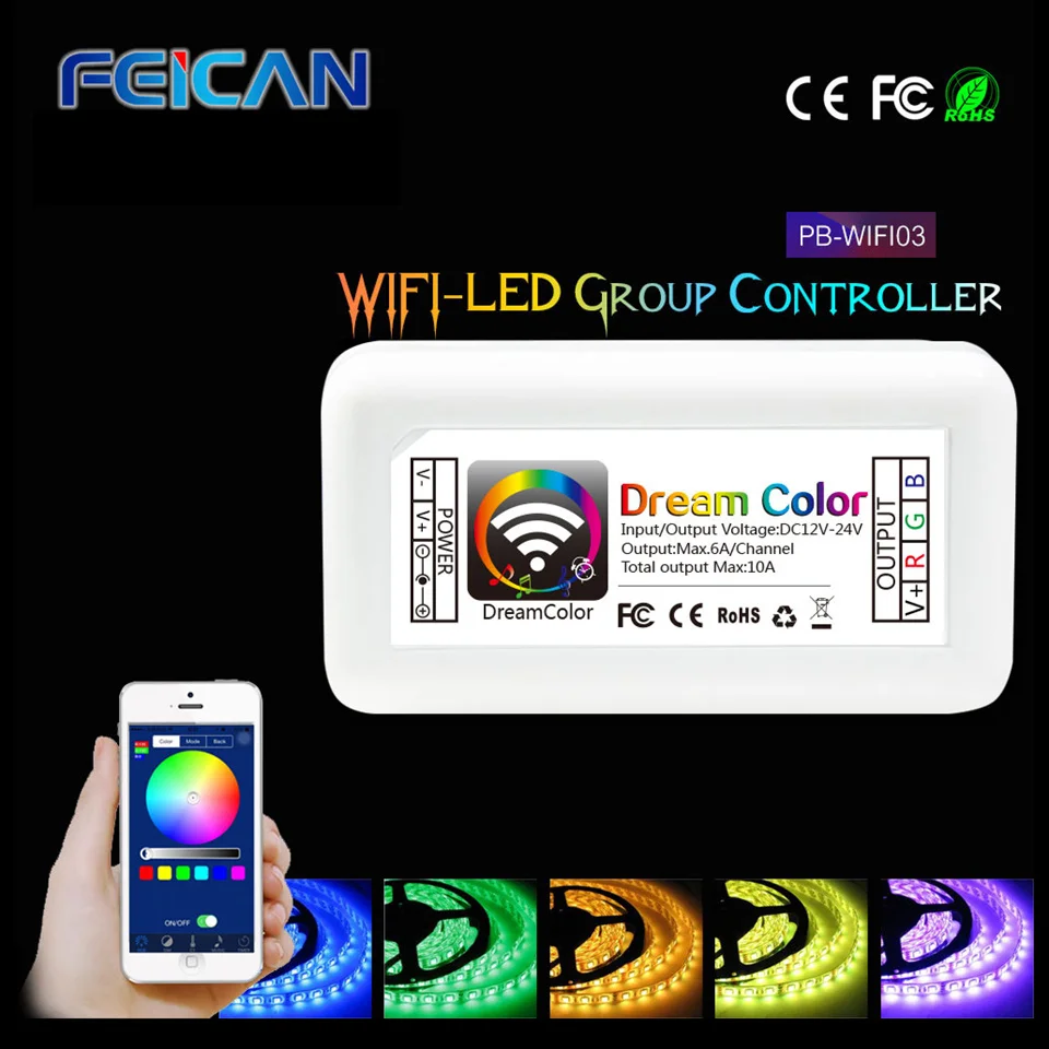 Wifi светодиодный RGB контроллер DC12-24V 10A 3CH/4CH RGB светодиодный мини контроллер на Android и IOS приложение для SMD3528 5050 Светодиодные полосы света