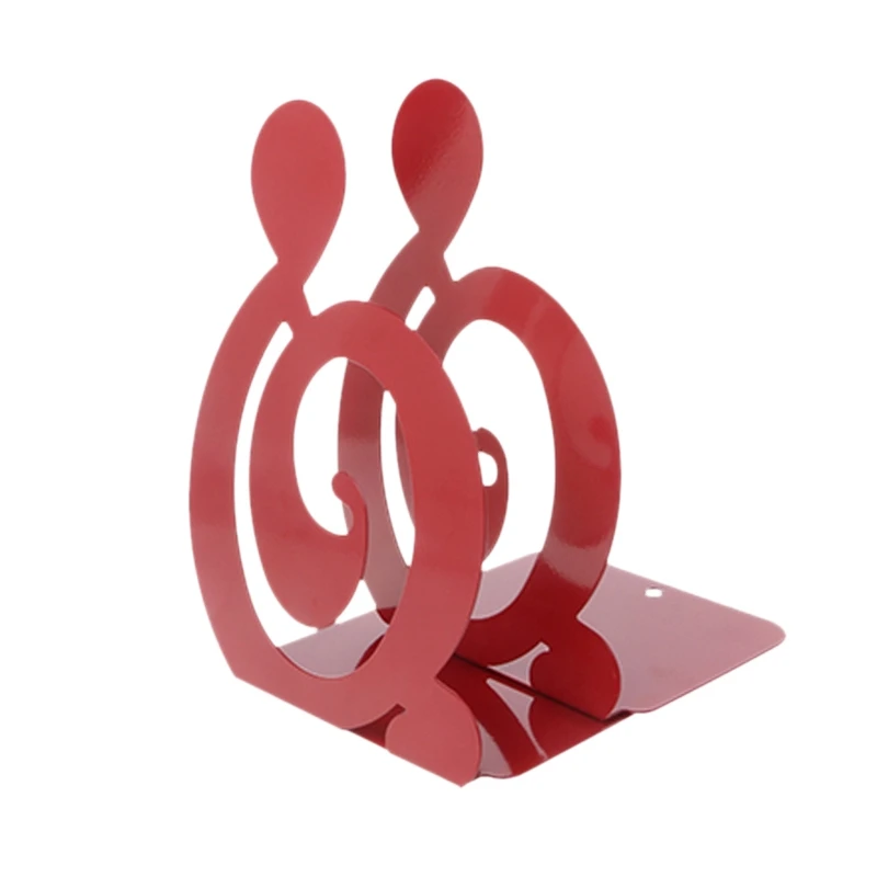 

Musical Note Metal Bookends Iron Support Holder Desk Stands For Books Red