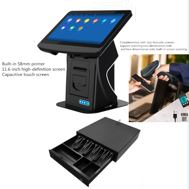 Registratore Di Cassa All-In-One Da 11.6 Pollici Con Stampa, Supermercato Minimarket Catering Terminale Pos Materno E Infantile