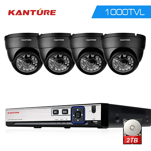 4 Dome Camera KANTURE 4CH CCTV система 4X1000TVL ip66 Крытый Открытый Водонепроницаемая камера видеонаблюдения AHD 4 канала HDMI 1080P DVR сетевой видеорегистратор P2P - Цвет: 4 Dome Camera