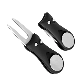 

New Durable Fold Golf Tool Repair Stainless Steel Switchblade Tool Pitch Golf Pitchfork Golf Accessories Putting Green Fork