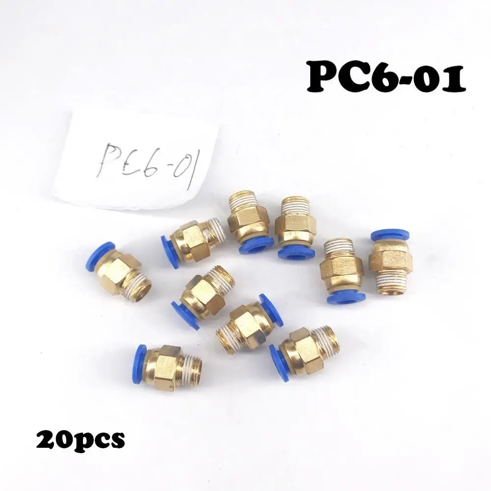 Бесплатная доставка 20 шт./партия PC6-01 6 мм нить Прямой троут 1/8 "пневматическая труба Фиттинг