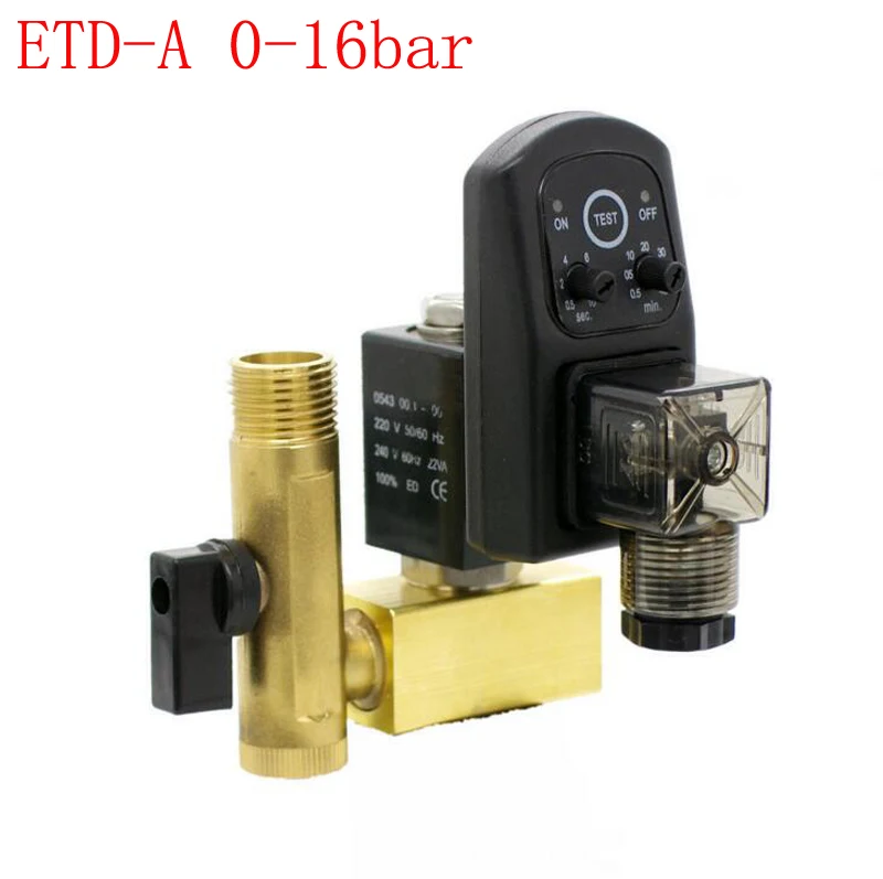 ETD-A ETD-B 1/2 ''отверстие 3 мм Электрический дренажный Timersolenoid клапан 2 способ водяной клапан воздушный компрессор автоматический клапан