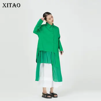 

XITAO Split Women Dress Fashion New Women 2020 Spring Irregular Small Fresh Single Breast Turn Down Collar Dress XJ3420