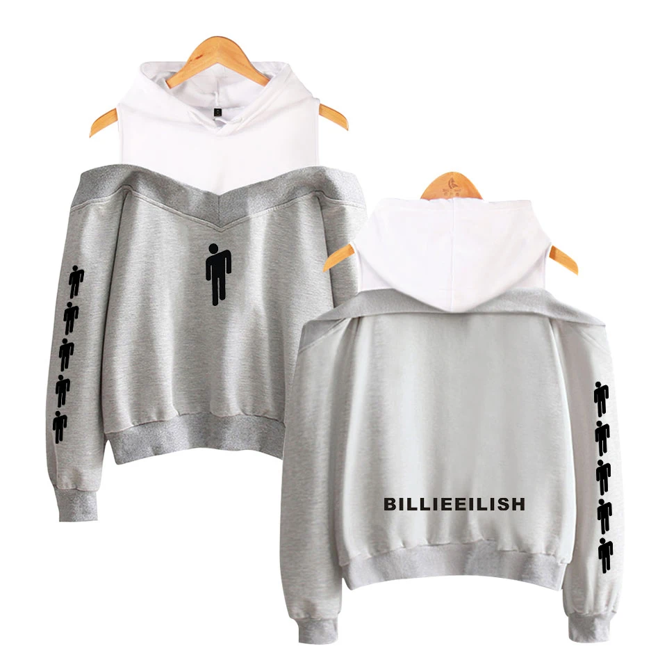 Billie Eilish толстовки с принтом, женские сексуальные толстовки с открытыми плечами, толстовка, горячая Распродажа, осенняя уличная мода, женские толстовки с капюшоном