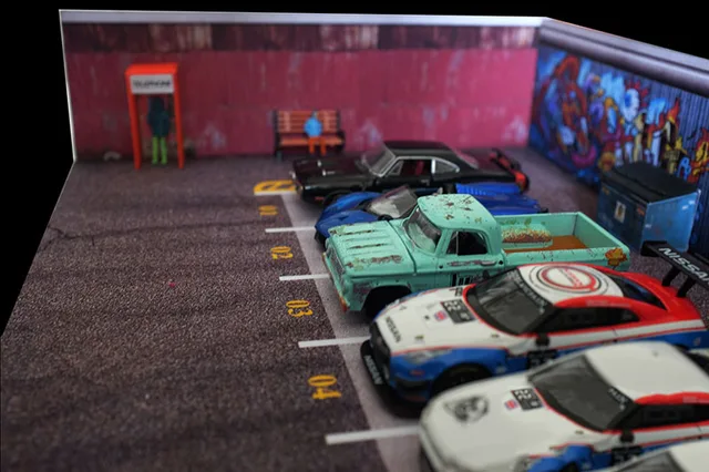 Scene 1/64 Car Repair Library Garage Workshop Background Board for Car Model Parking Vehicle Toys Display Gifts Diy House 3
