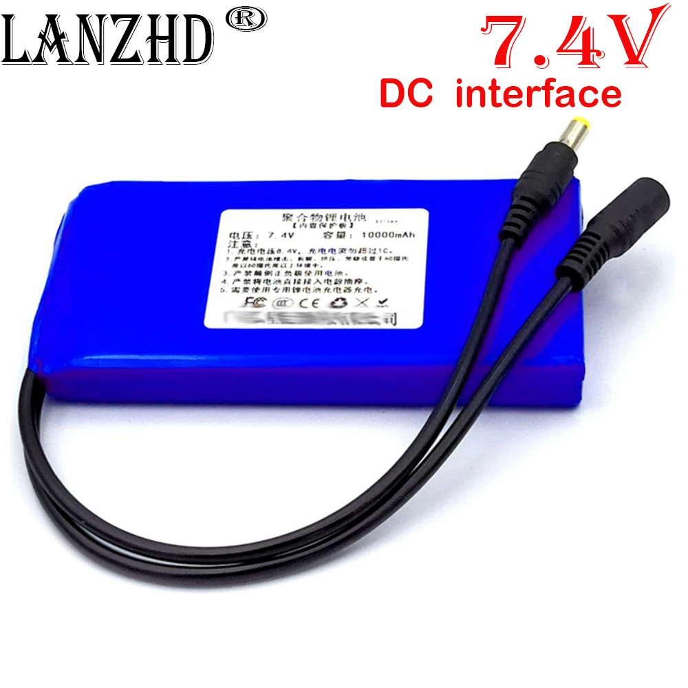 

2023 NEW battery pack 7.4v Li polymer 3000mah two wires polymer lithium rechargeable battery li-po battery for DVD EVD