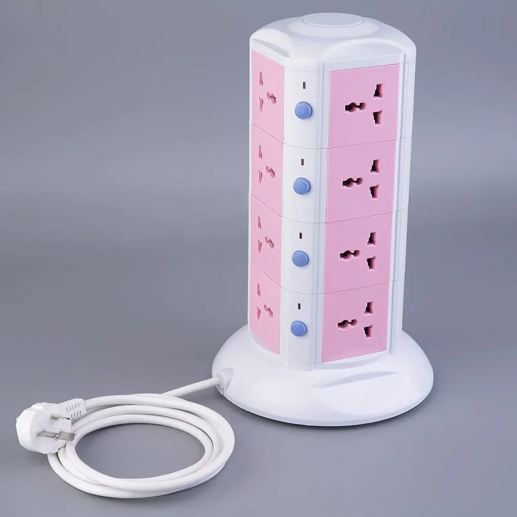 

Vertical 4 Layers Socket EU Surge Protector Power Board Indicator AU Plug