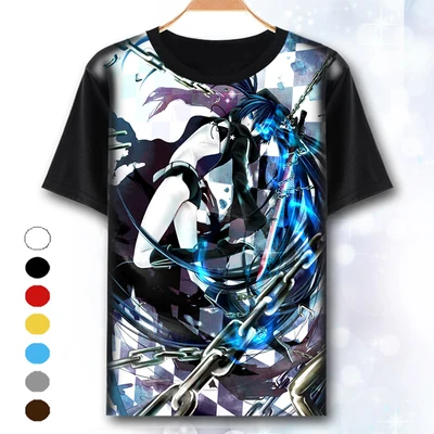 Горячая Распродажа Black Rock Shooter футболка аниме BRS Косплэй Мужчины Женщины Футболка COS Короткий рукав на каждый день - Цвет: 1