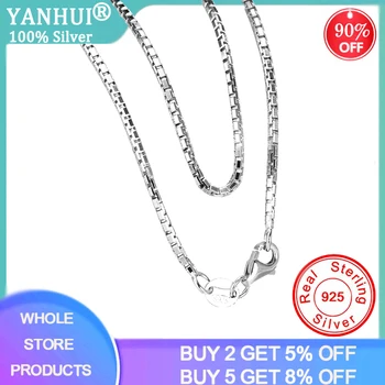 

Silver 925 Necklace Curb Box Chain 45cm Length Lobster Clasp Link Chain Necklace DIY Jewelry Silver Accessories Making Materials