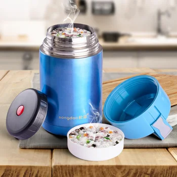 

large capacity 1200ml Insulated lunch box double-layer stainless steel vacuum pot insulated barrel cold pot