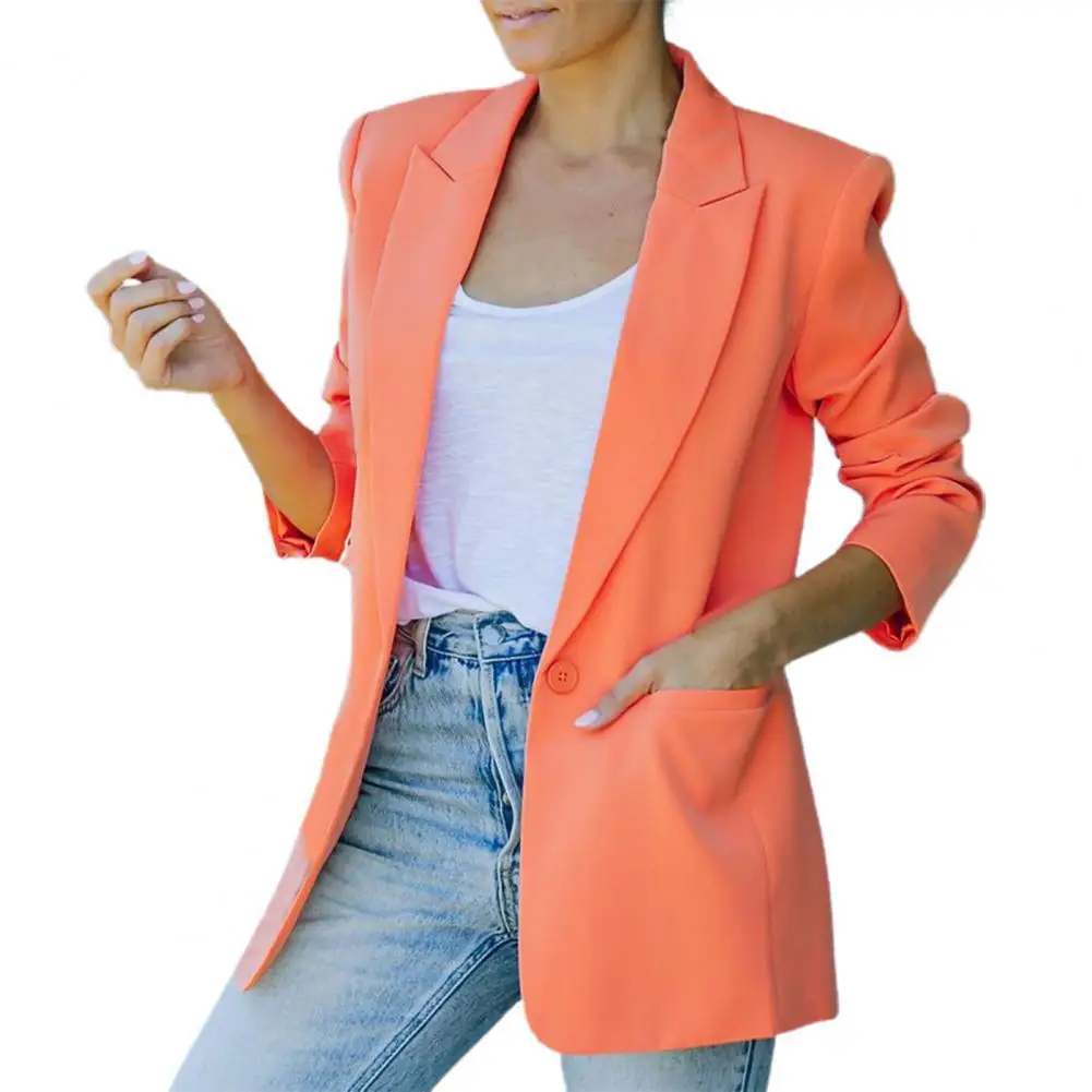 

Single Breasted Office Women Blazer Solid Color Long Sleeve Autumn Winter Lapel Pockets Loose Women Blazer Suit пиджак женский