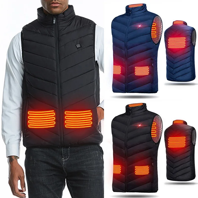 

2019 Winter Mens USB Heating Electrical Vests Men Warm Sleeveless Heated Jacket Men Classic Heating Intelligent Vests Overcoats