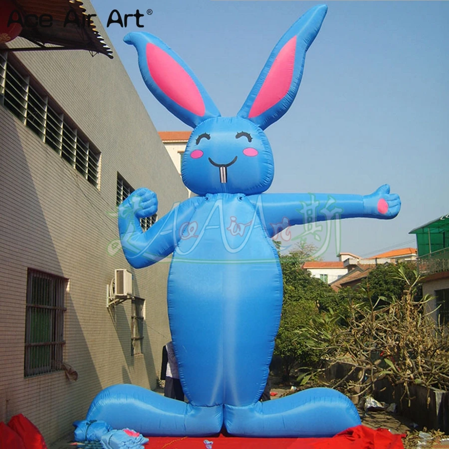Easter Bunny Blue Inflatable Cartoon Standing Beckoning To Direct For Outdoor Entertainment Events | Игрушки и хобби