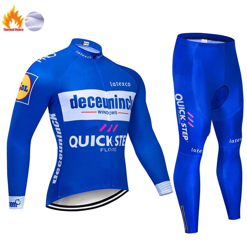 Cycling suit QUICK шаг Pro Team Велоспорт Джерси Зимняя Теплая Флисовая одежда для велоспорта комбинезон набор MTB Ropa Ciclismo Майо Одежда - Цвет: Cycling suit