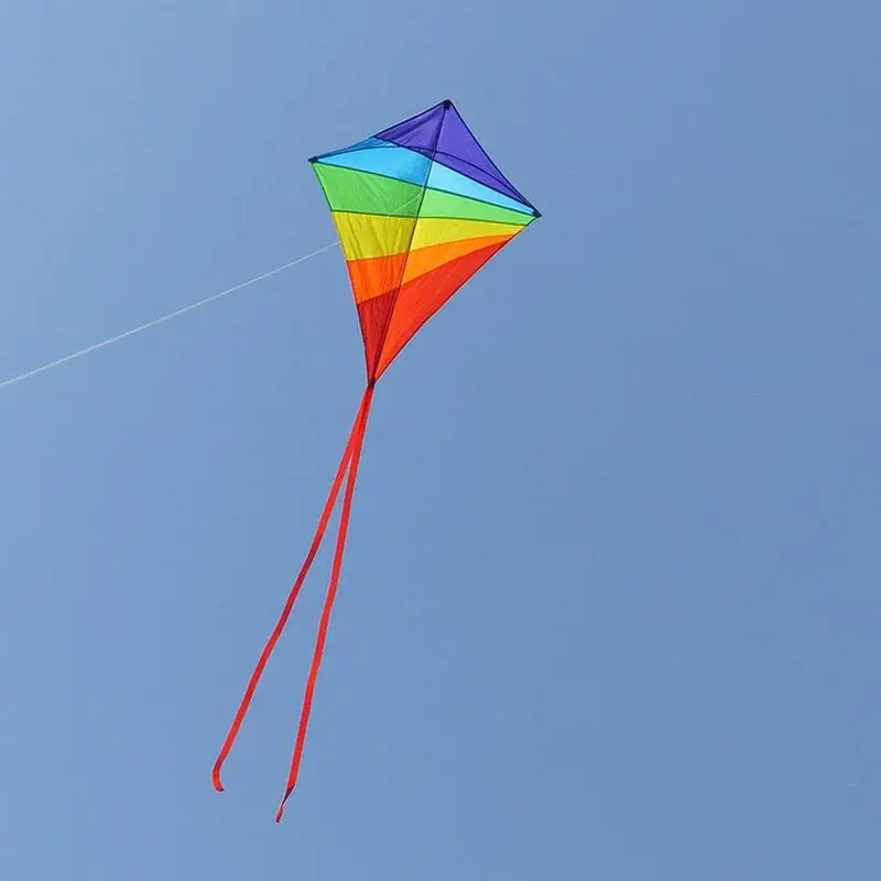 Rainbow Rhombus Kites For Kids Adults Easy Flying Rainbow Kites Beach