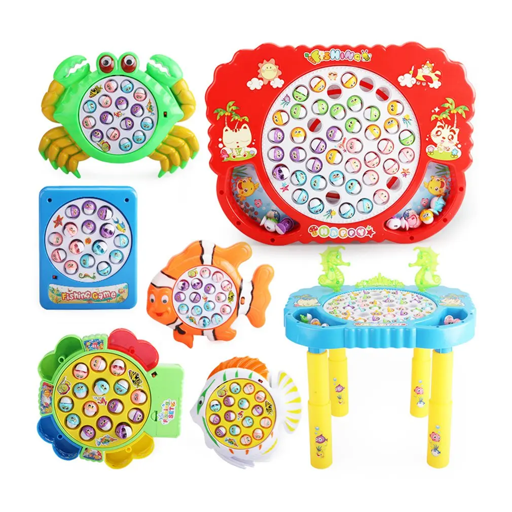 Набор рыболовных игрушек, Детский Электрический большой музыкальный вращающийся магнитный игровой домик, многофункциональная рыболовная пластина, набор игрушек