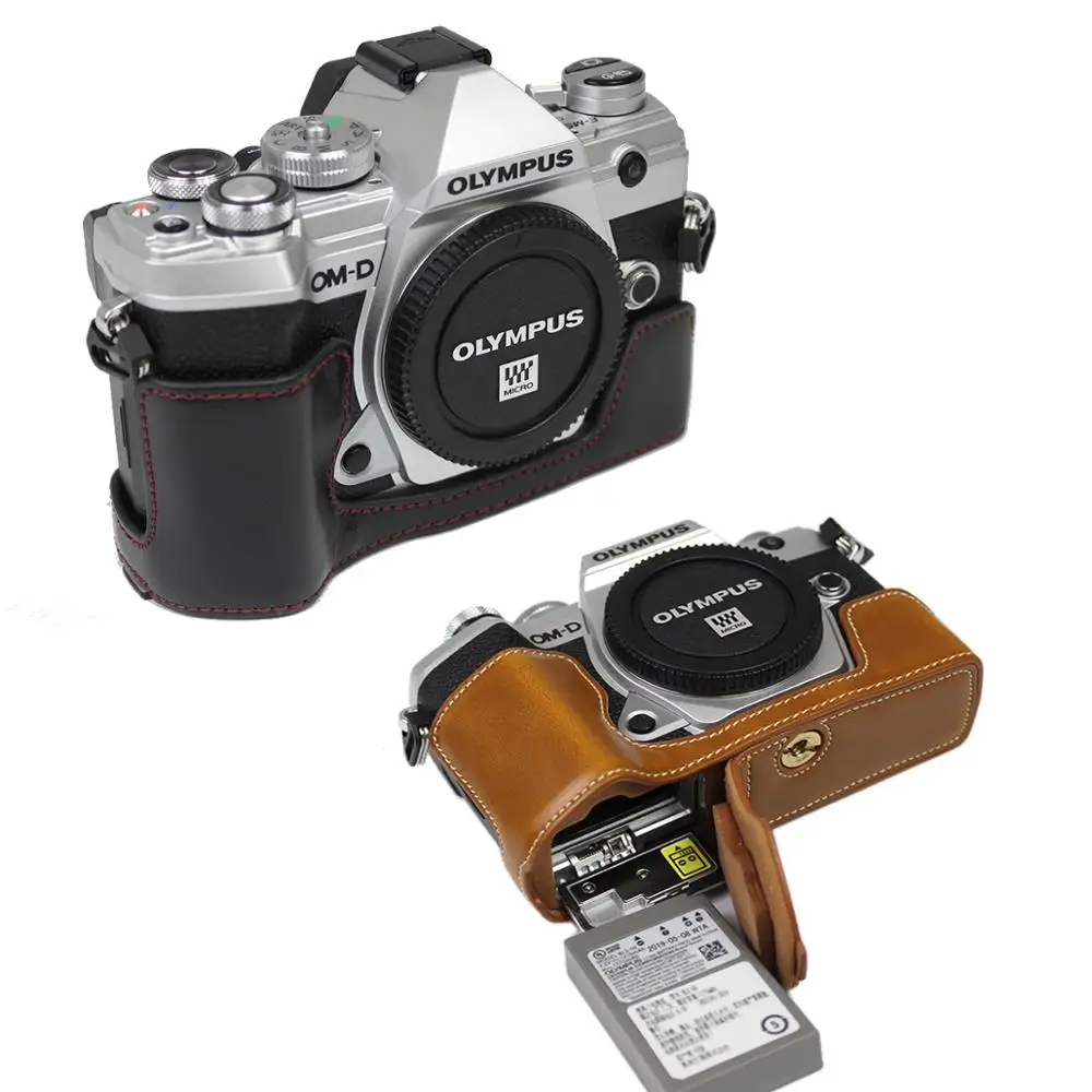 Demi-étui En Cuir De Qualité Supérieure Avec Bandoulière Pour Appareil Photo Olympus OM-3