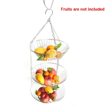 

Candy 3 Tier Simple Storage Kitchen Hanging Wire Bathroom Easy Clean Home Modern Organize Flower Holder Fruit Basket