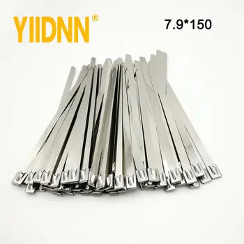 

100 Pieces Stainless Steel Zip Ties Cable Ties 7.9mm*150mm Multi Functional Cable Straps Locking Metal Zips Ties for Cables