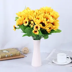 Осеннее украшение 13 голов жёлтый Подсолнух шелк искусственный букет цветов для украшения дома офисный праздничный садовый декор