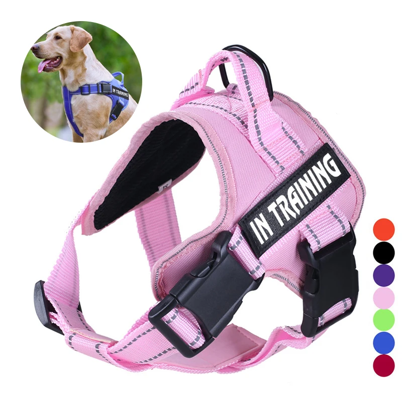 Шлейка для собак светоотражающая дышащая без натяжения с ручкой прогулок на