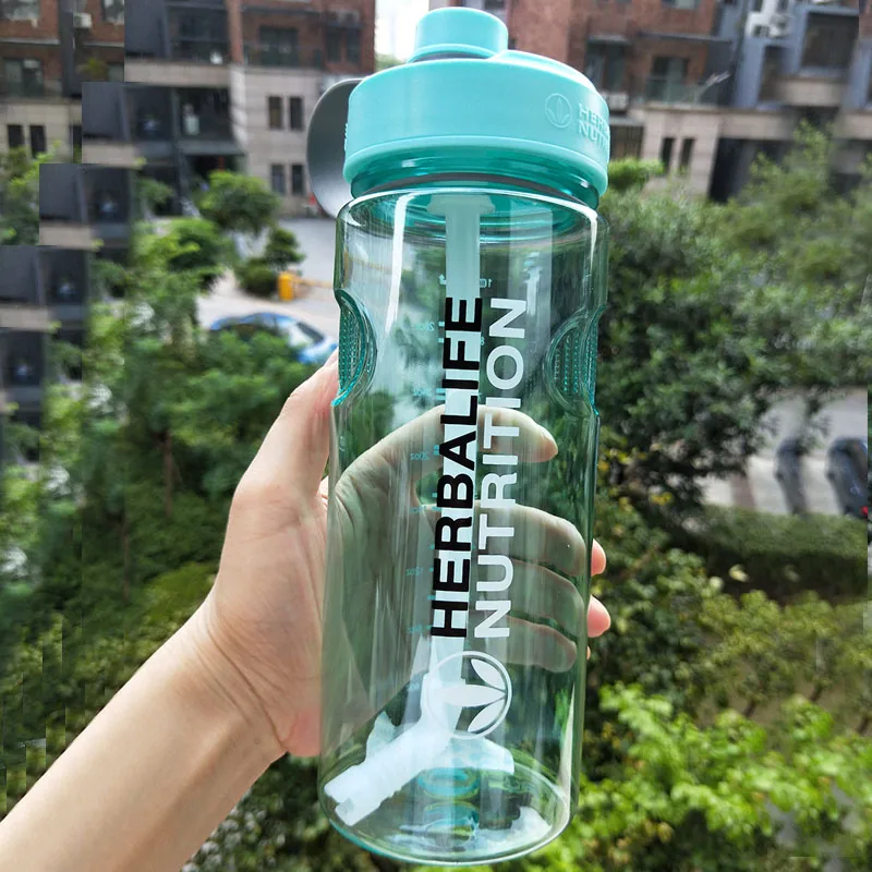 Разноцветная креативная пластиковая бутылка для воды Herbalife 1000 мл герметичная