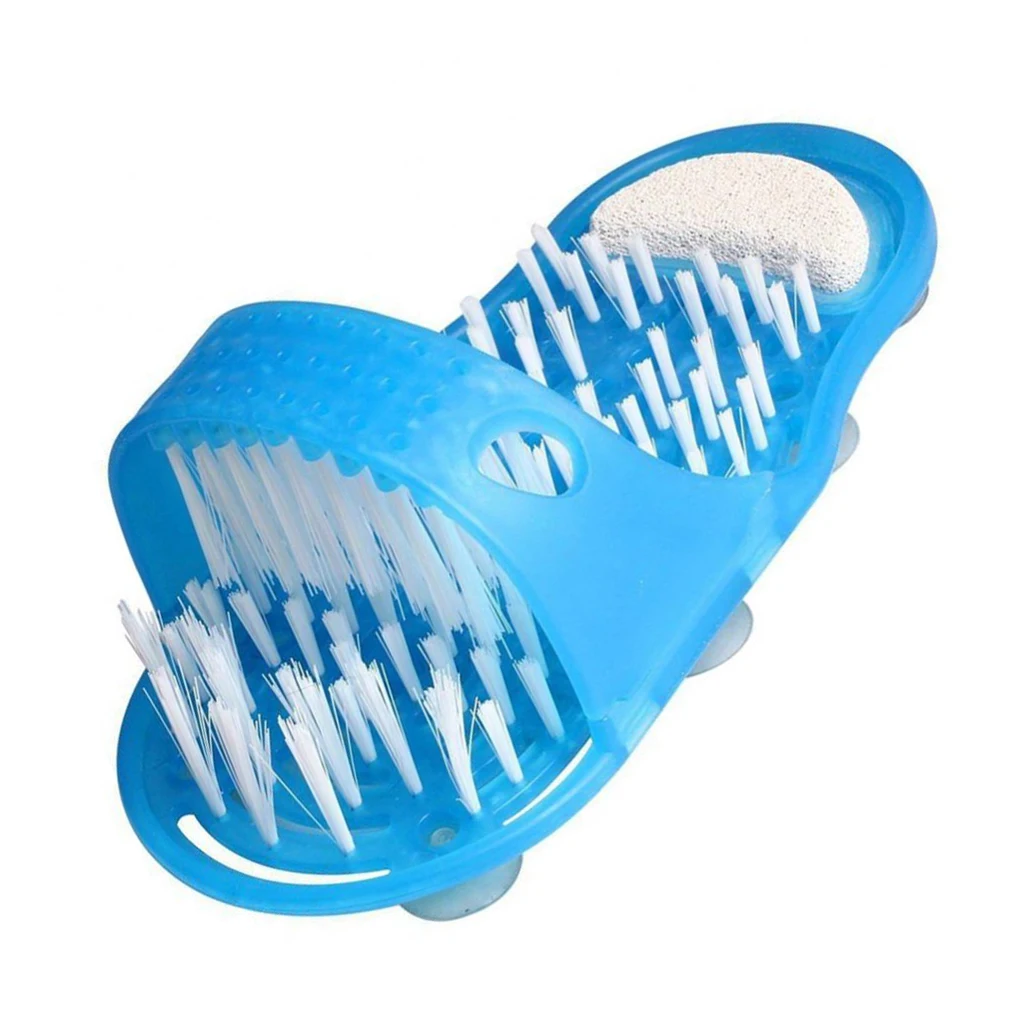 1 Piece Easy Feet Scrubber Foot Care Cleaner Brush Bath Massager Bathroom Shower Slippers - Blue