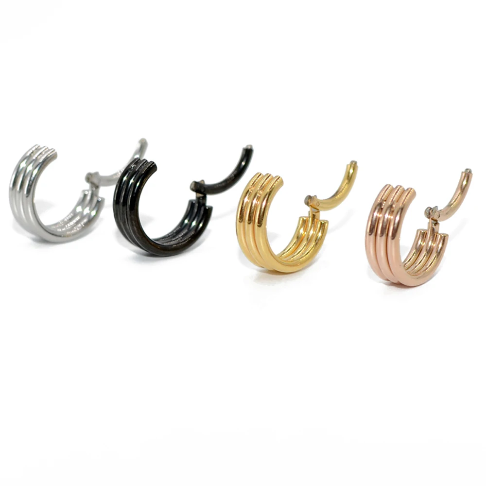 Dreamlee 1Piece Segment Ohr Knorpel Schmuck Trio Layer Steel Septum Clicker Daith Hoop Ring Nose Labret Ear Tragus Cartilage