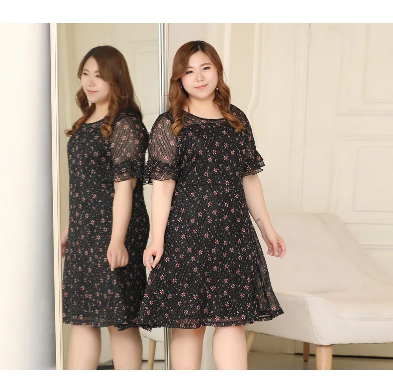 Vestidos De Festa 10XL большого размера, расклешенные рукава женское платье новое летнее платье, халат женский, с цветочным принтом шифоновое платье HJ785