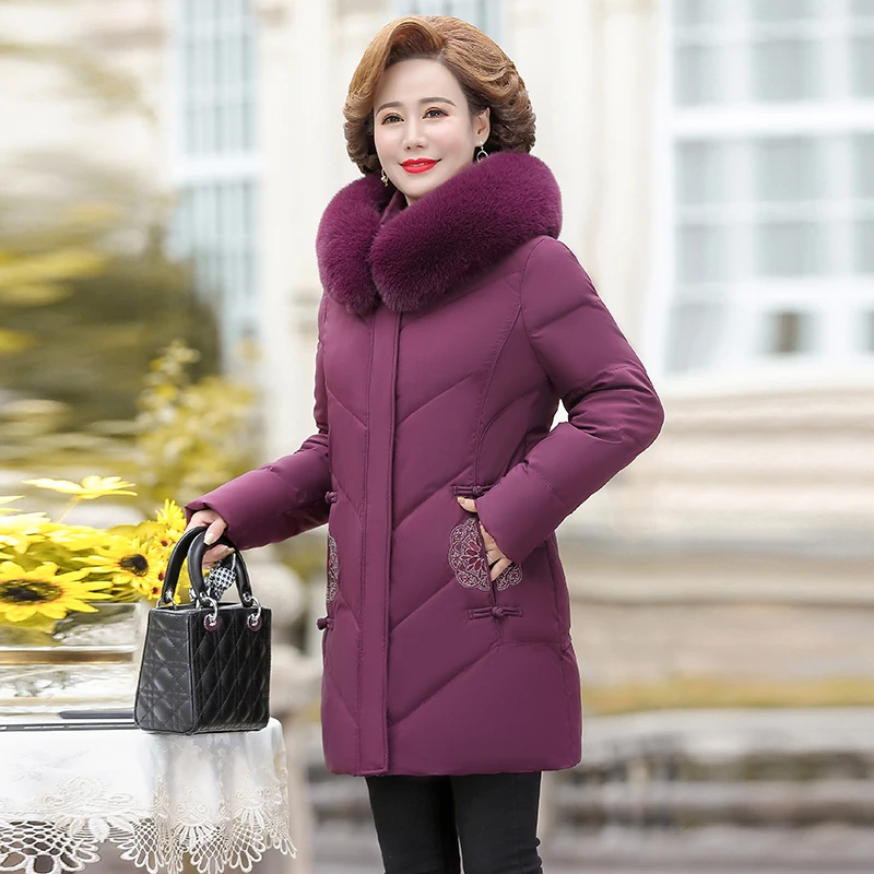 

Middle-aged Women Winter Jackets Coats New Warm Padded Cotton Long Jacket Parker Female 5XL Hooded Coat Abrigo Mujer