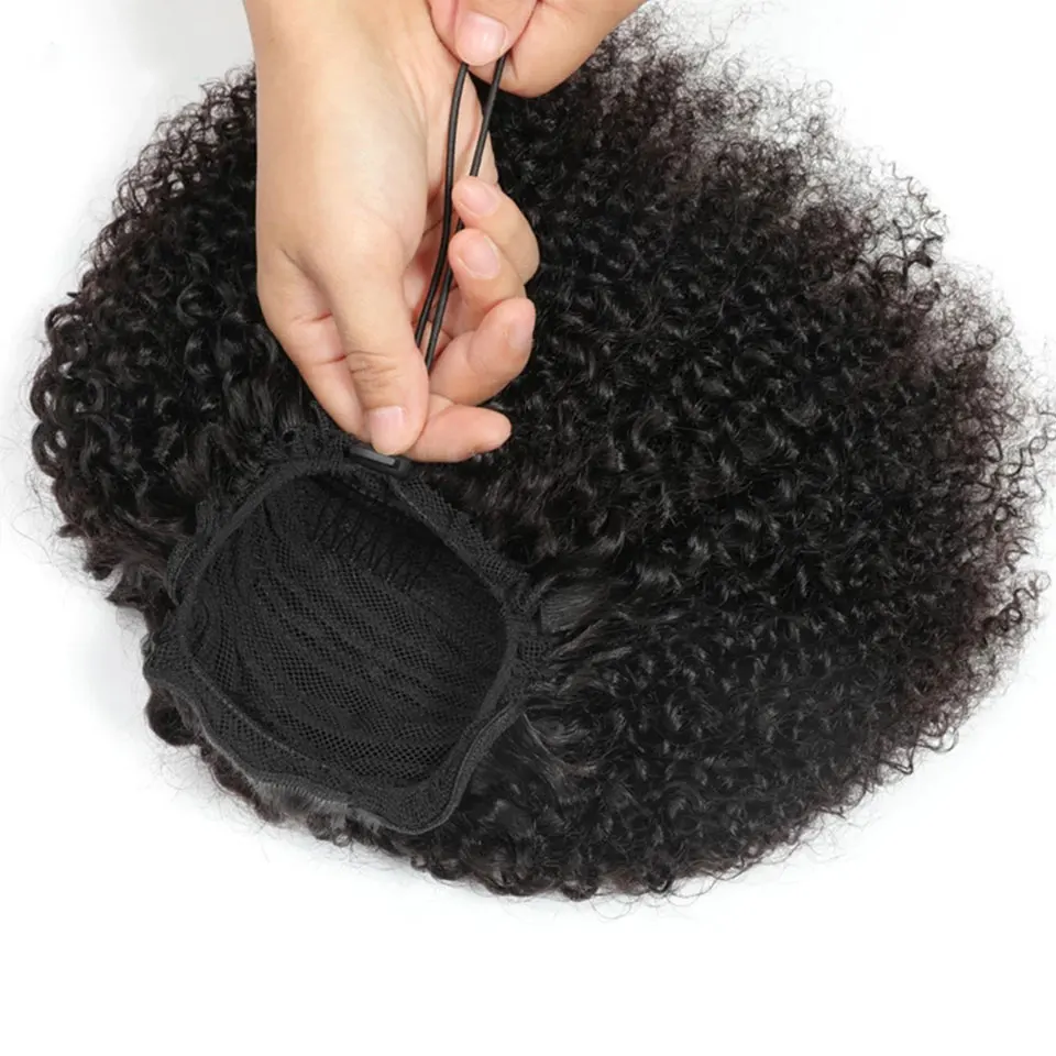 

Afro Kinky Curly Ponytail Human Hair Drawstring Remy Brazilian Hair Extensions Pony Tail For Women GEM Hair piece Clip In Hair