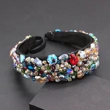 Роскошная индивидуальная повязка на голову в европейском и американском стиле в стиле барокко, роскошный цветной горный хрусталь, гранулы, повязка на голову 755