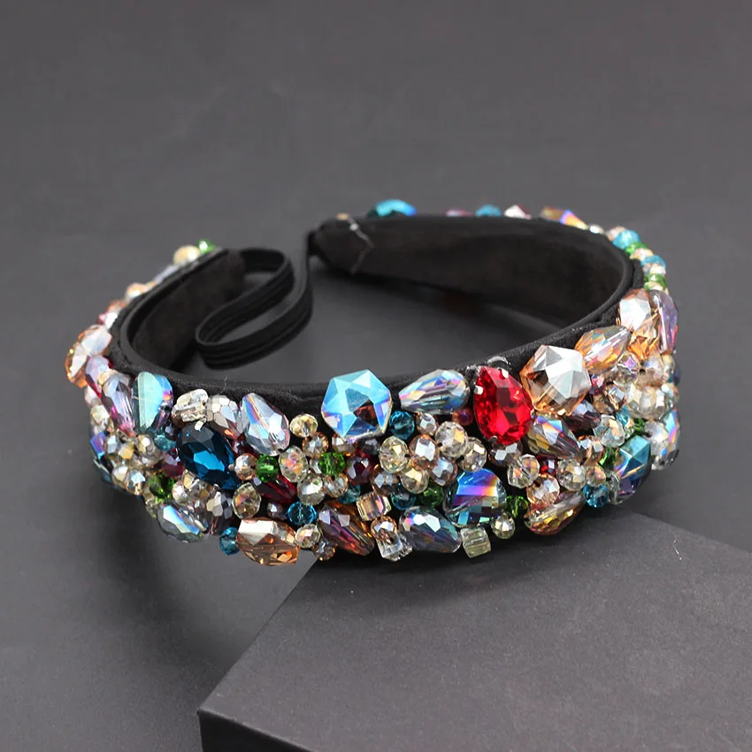 Ceny Wspaniały osobowość z pałąkiem na głowę europa i ameryka barokowy ciężki moda luksusowe kolor dżetów granulki z pałąkiem na głowę 755