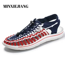 MINXIEJINAG/Новые летние мужские сандалии; Модная Повседневная дышащая пляжная обувь ручной работы; уличные мужские сандалии; большой размер 47