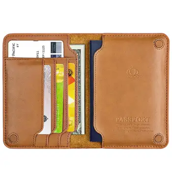 Genuine Leather Passport Holder Cover Case Car Driving