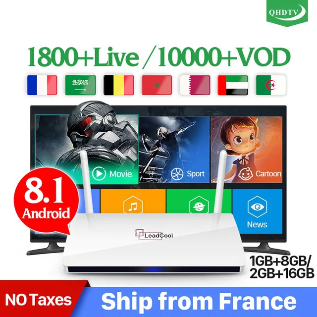 $US $50.91  Leadcool IPTV Box Android 8.1 IP TV 1 Year Code Subscription IPTV Spain Italia Dutch Belgium Arabic