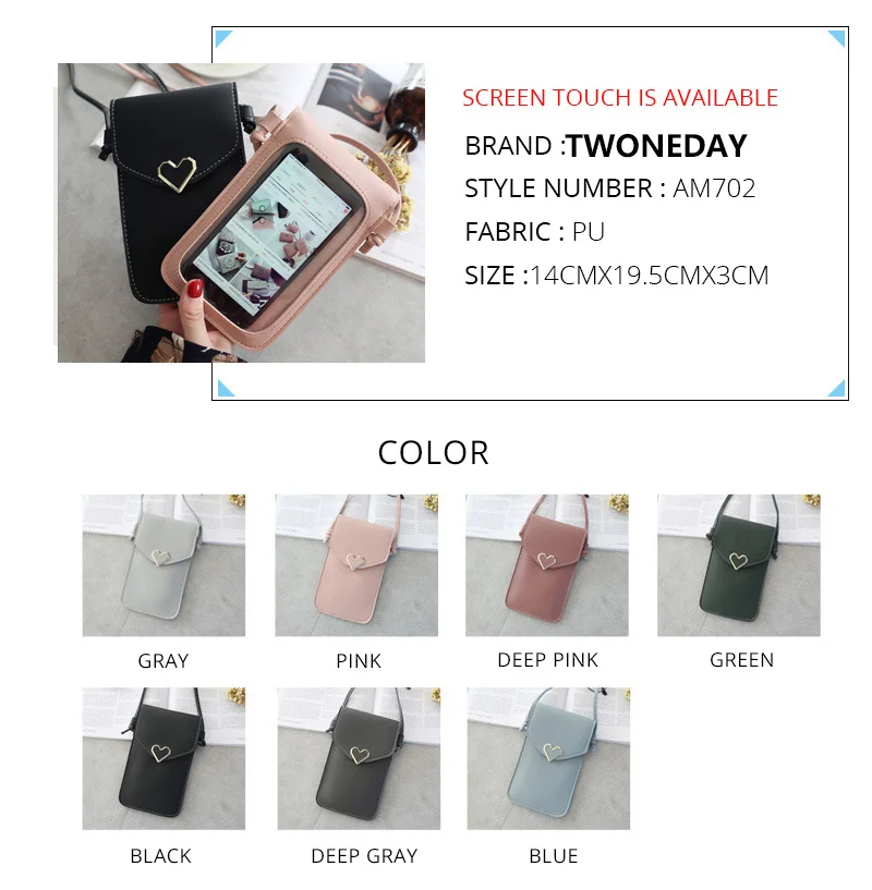 iphone 8 plus waterproof case Touch Screen Cell Smartphone Wallet Leather Shoulder Strap Handbag Phone Bag for iphone 11 pro max Samsung A50 A70 huawei P30 iphone 7 case