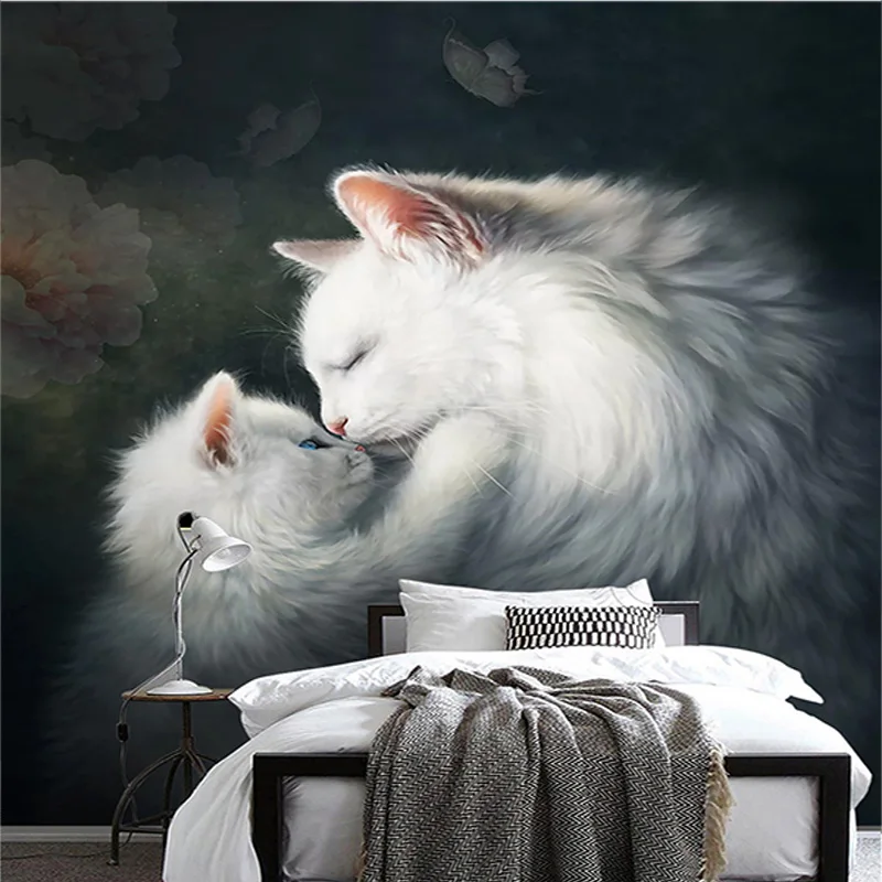 Custom Photo Wallpaper 3D Cats Animal Murals Living Room Kids Bedroom Home Decor European Style Wall Painting Papel De Parede 3D